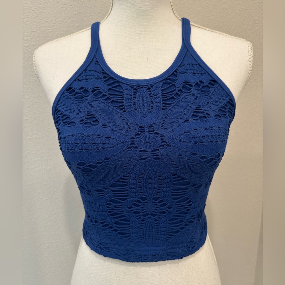 Free People Royal Blue Lace Crop Top